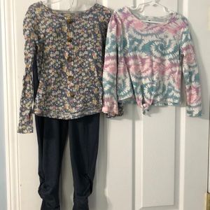 1 pair gray runaway pants 2 shirts by one step size6/7 girls